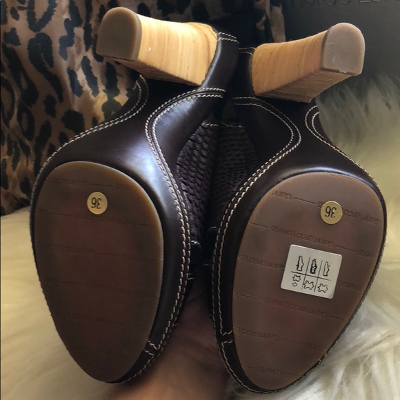 Gianmarco Lorenzi Python Peep Toe Brown Heel - Picture 6 of 6